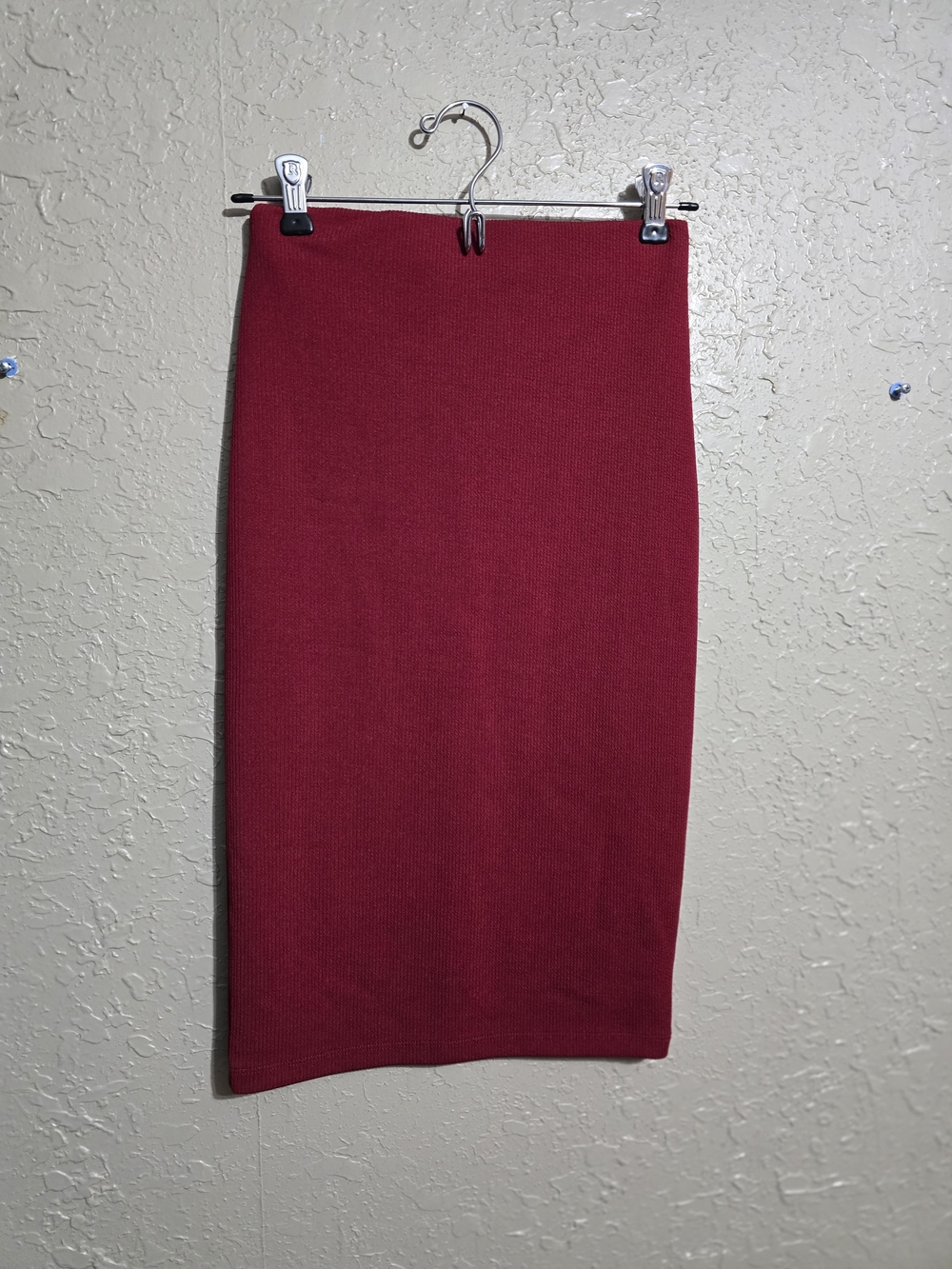 SHEIN Fitted Ribbed Pencil Skirt - BURGUNDY